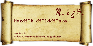 Mazák Áldáska névjegykártya